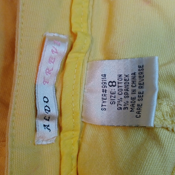 Aldo trevi yellow shorts size 8 zippered pockets cotton cargo style - Picture 7 of 10